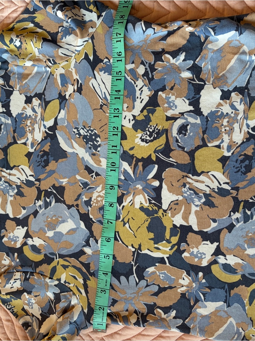 Lauren Ralph Lauren Floral Cotton Stretch Top Women’s L Blue Yellow Short Sleeve - Picture 9 of 10
